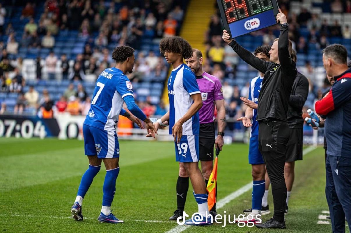 Isaac Anderson making his Oldham Athletic first-team debut